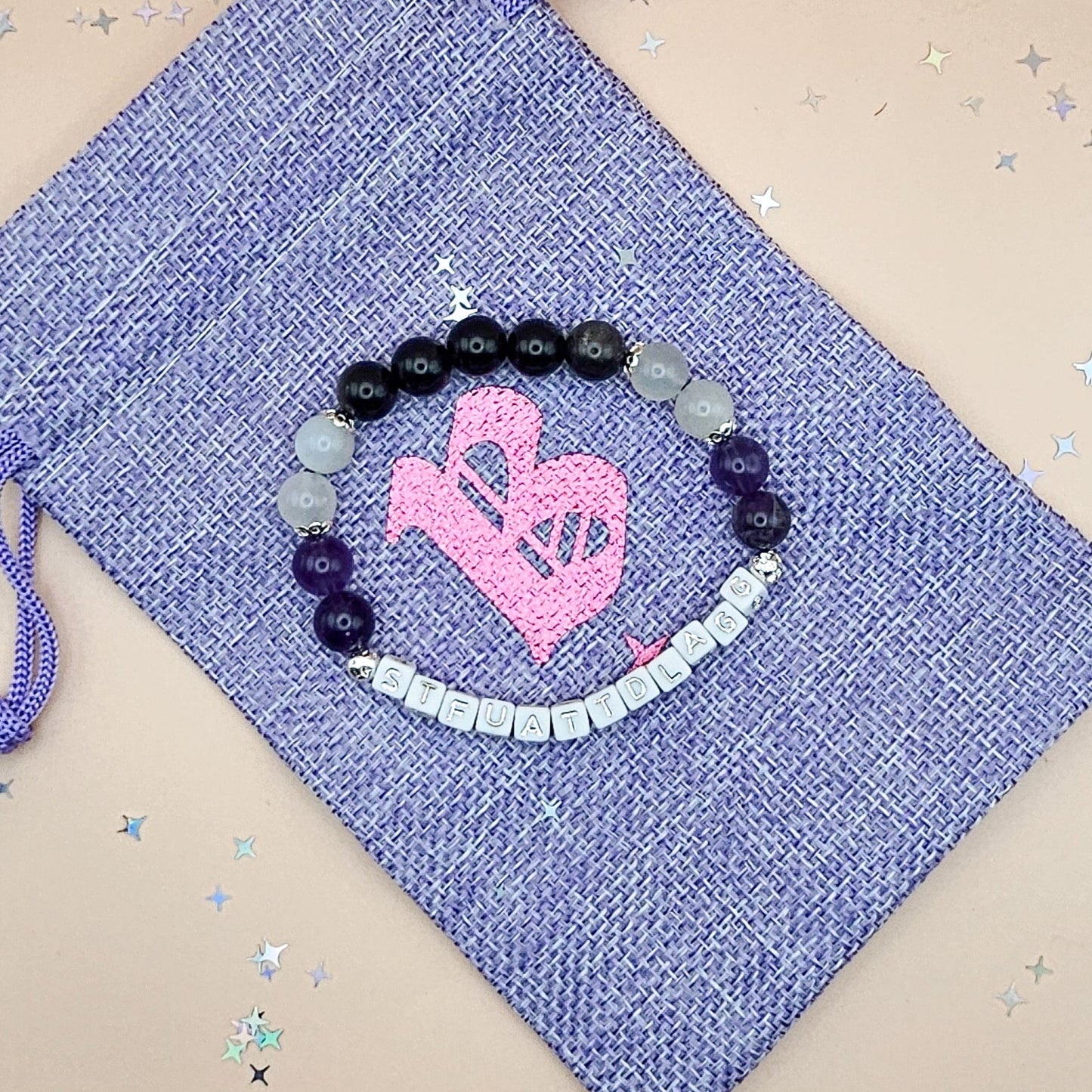 STFUATTDLAGG Gemstone Bracelet – Amethyst, Obsidian & Moonstone