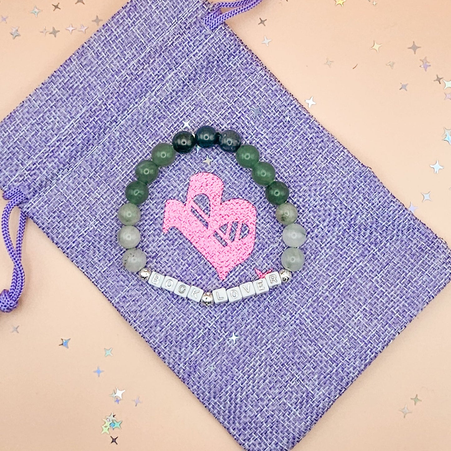 Book Lover Gemstone Bracelet – Jade, Moss Agate & Green Aventurine | Handmade Bookish Jewelry