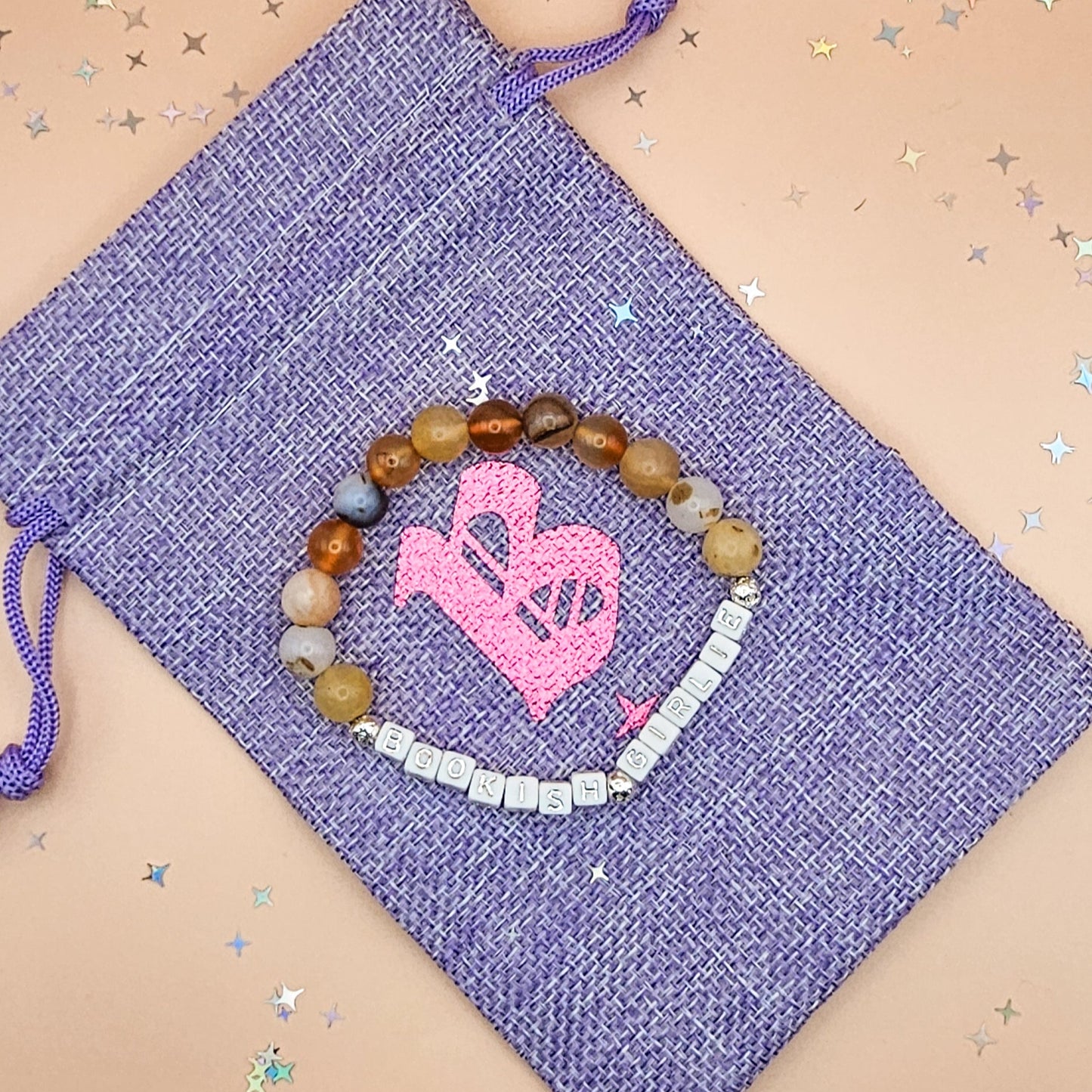 Bookish Girlie Gemstone Bracelet – Topaz, Flower Agate & Flower Quartz