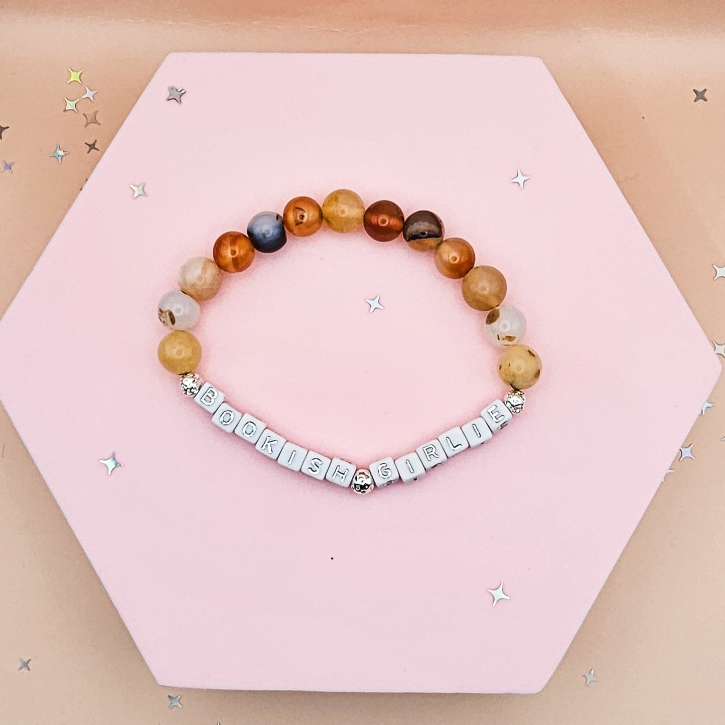 Bookish Girlie Gemstone Bracelet – Topaz, Flower Agate & Flower Quartz
