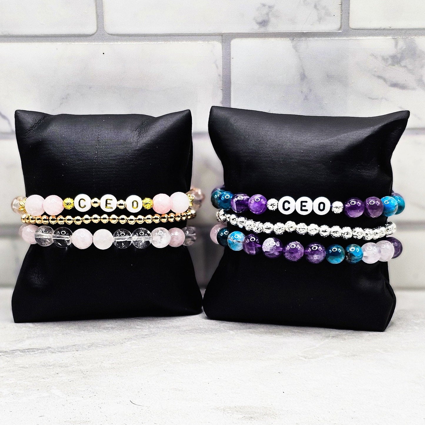 Ceo gemstone word bracelets