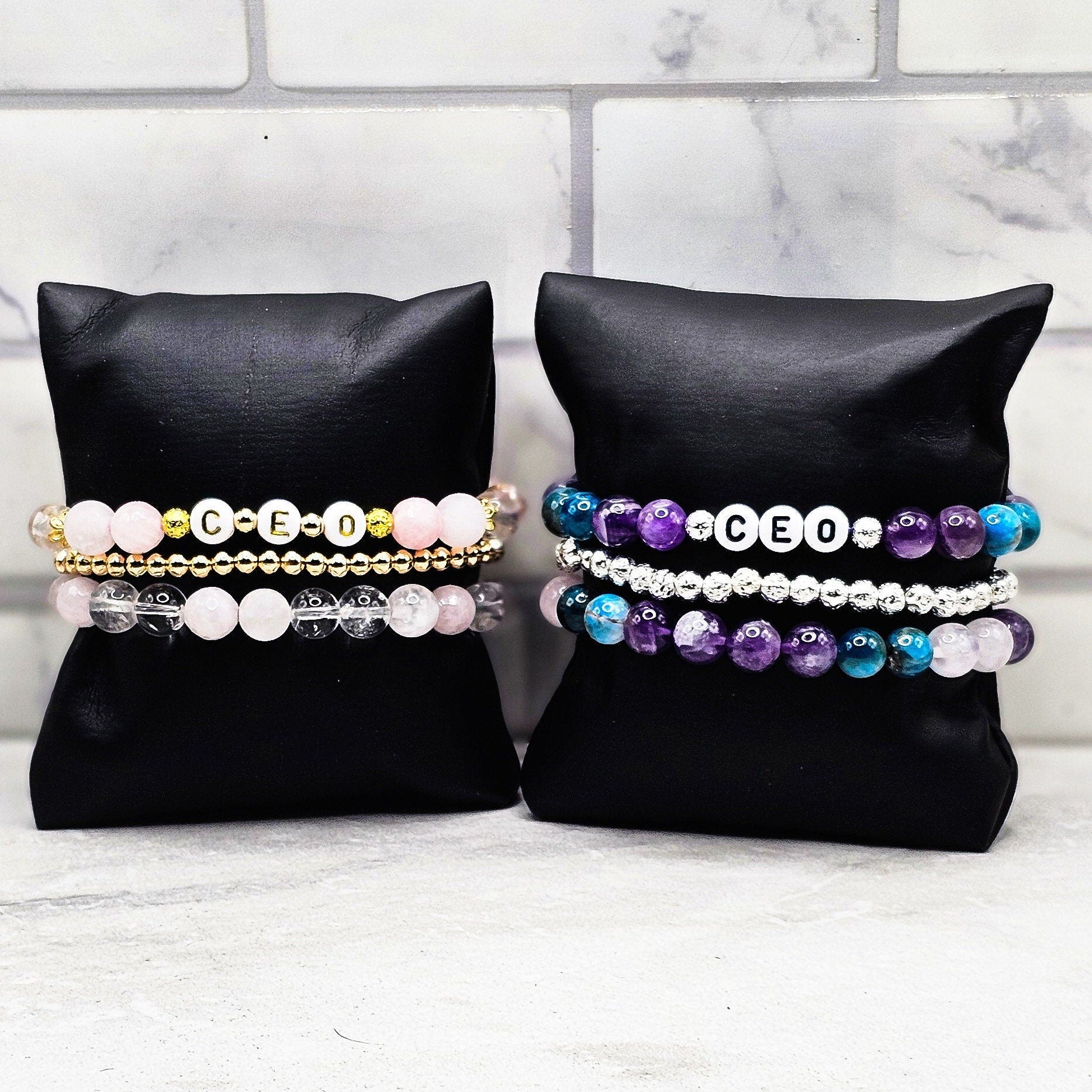 Ceo gemstone word bracelets