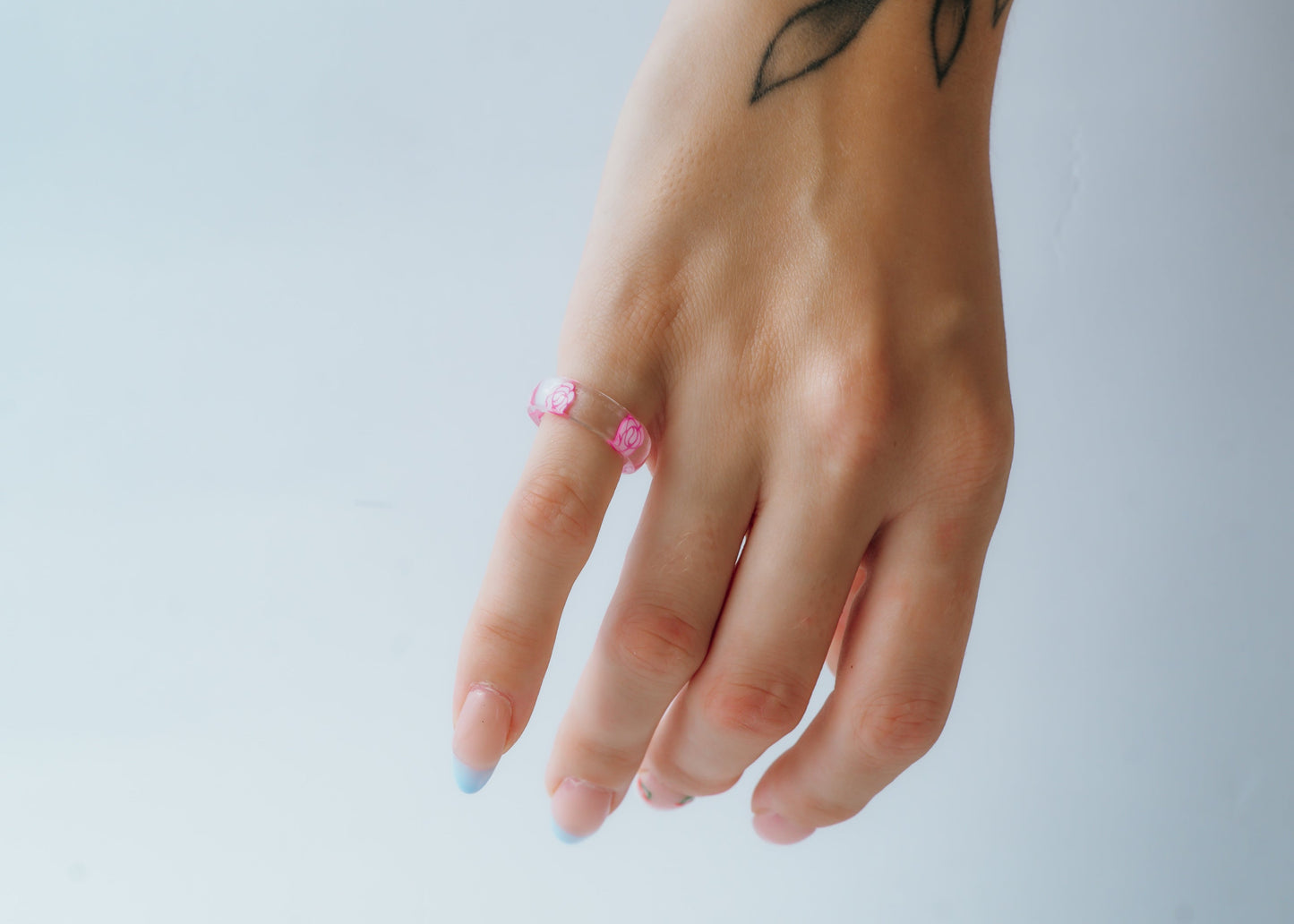 Pink Rose Ring - Flower Resin Rings