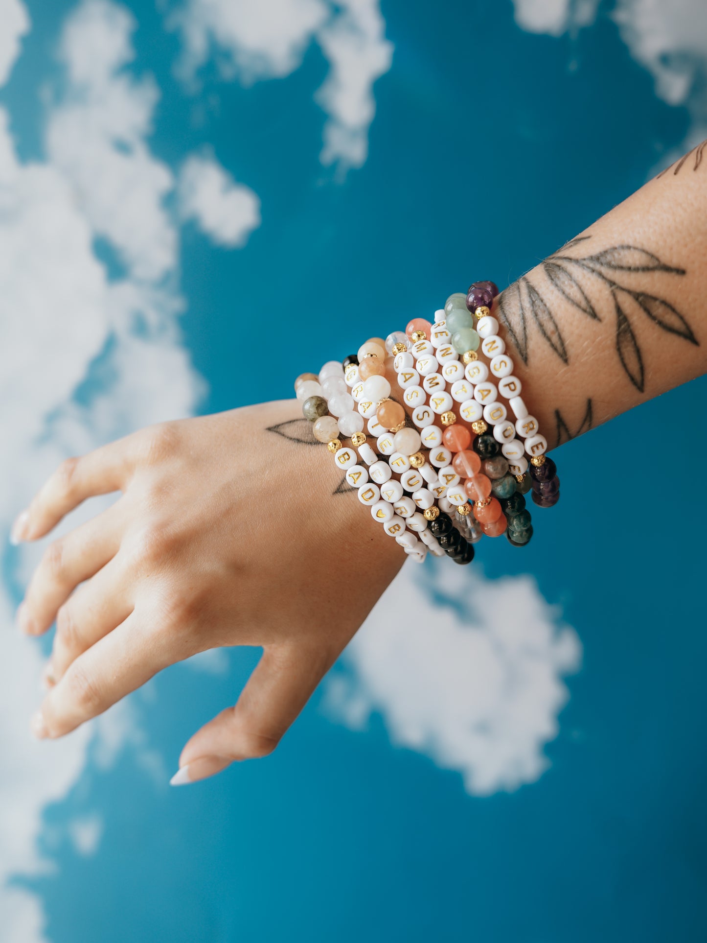 Custom Word Gemstone Bracelet |Rose Quartz, Amethyst, Apatite, Obsidian, Green Aventurine, Garden Quartz, Clear Quartz, Cherry Quartz, Topaz