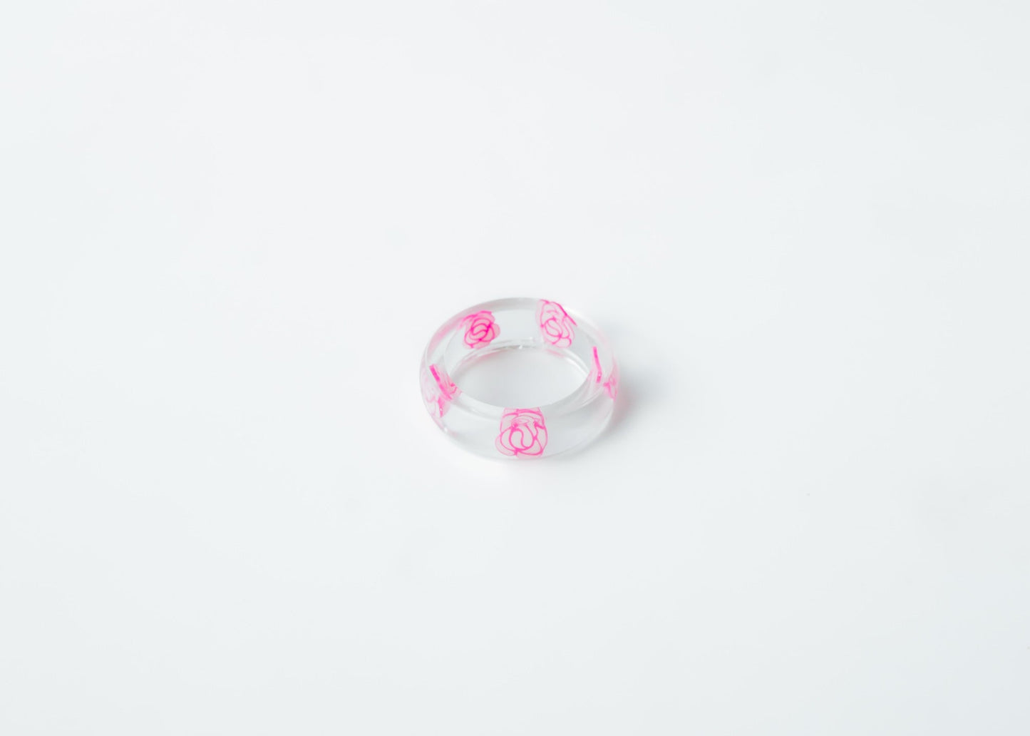 Pink Rose Ring - Flower Resin Rings