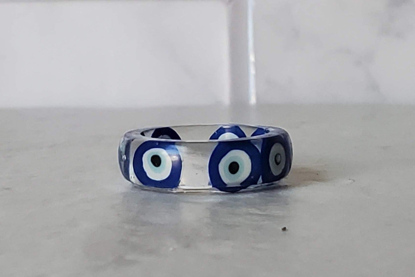 Evil eye resin ring