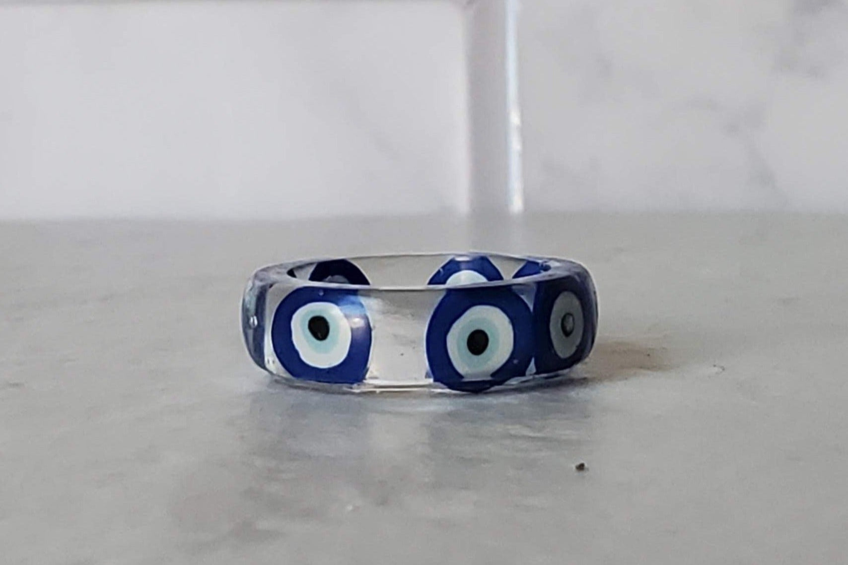 Evil eye resin ring