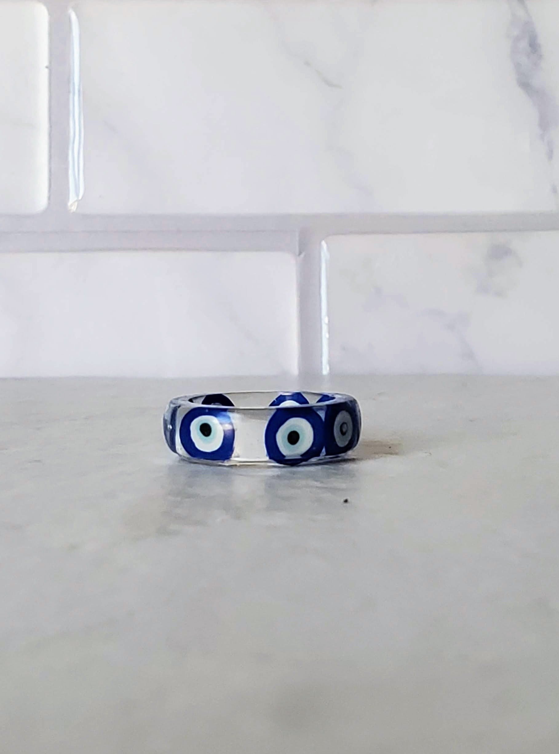Round Evil eye resin ring