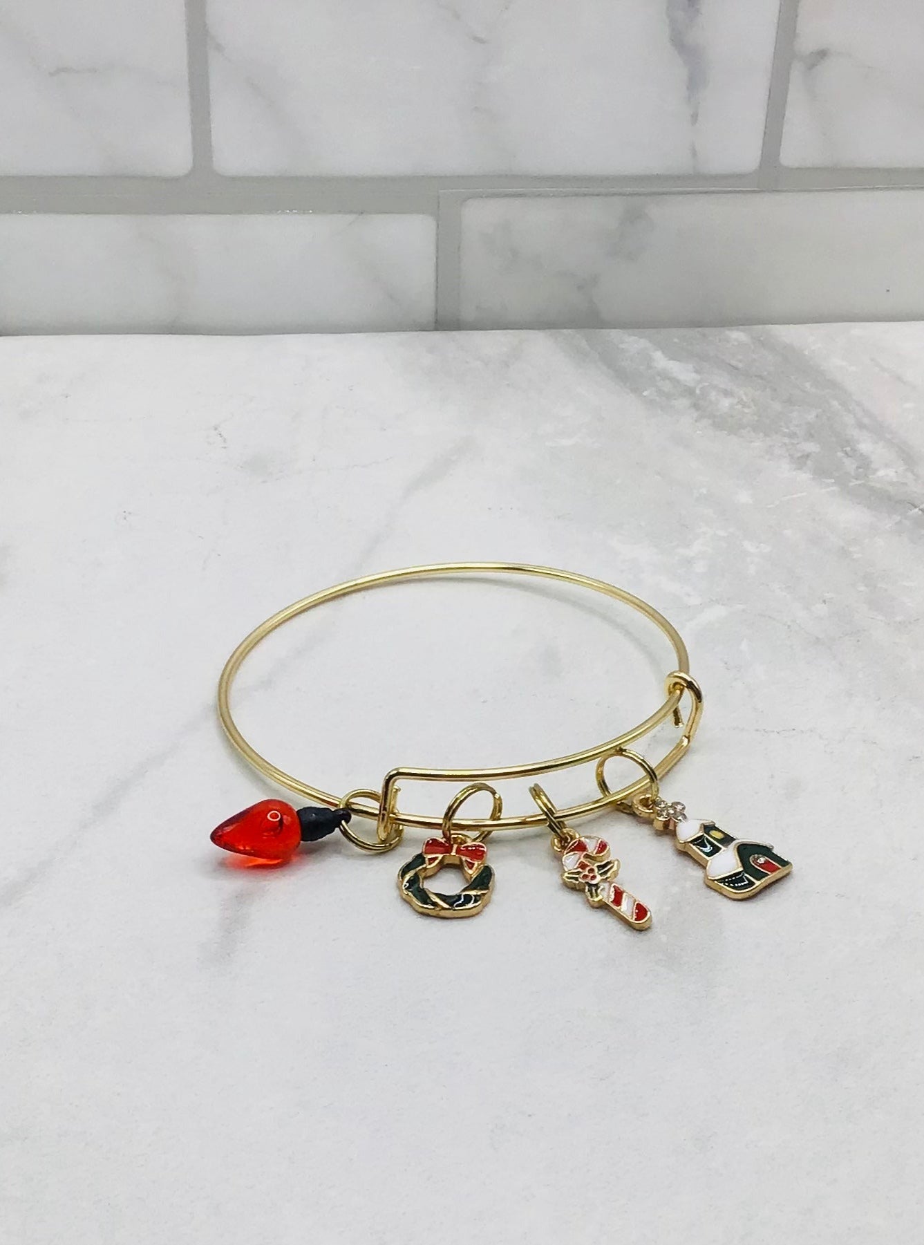 Christmas Bangle- Gold Bangle - Braceliss
