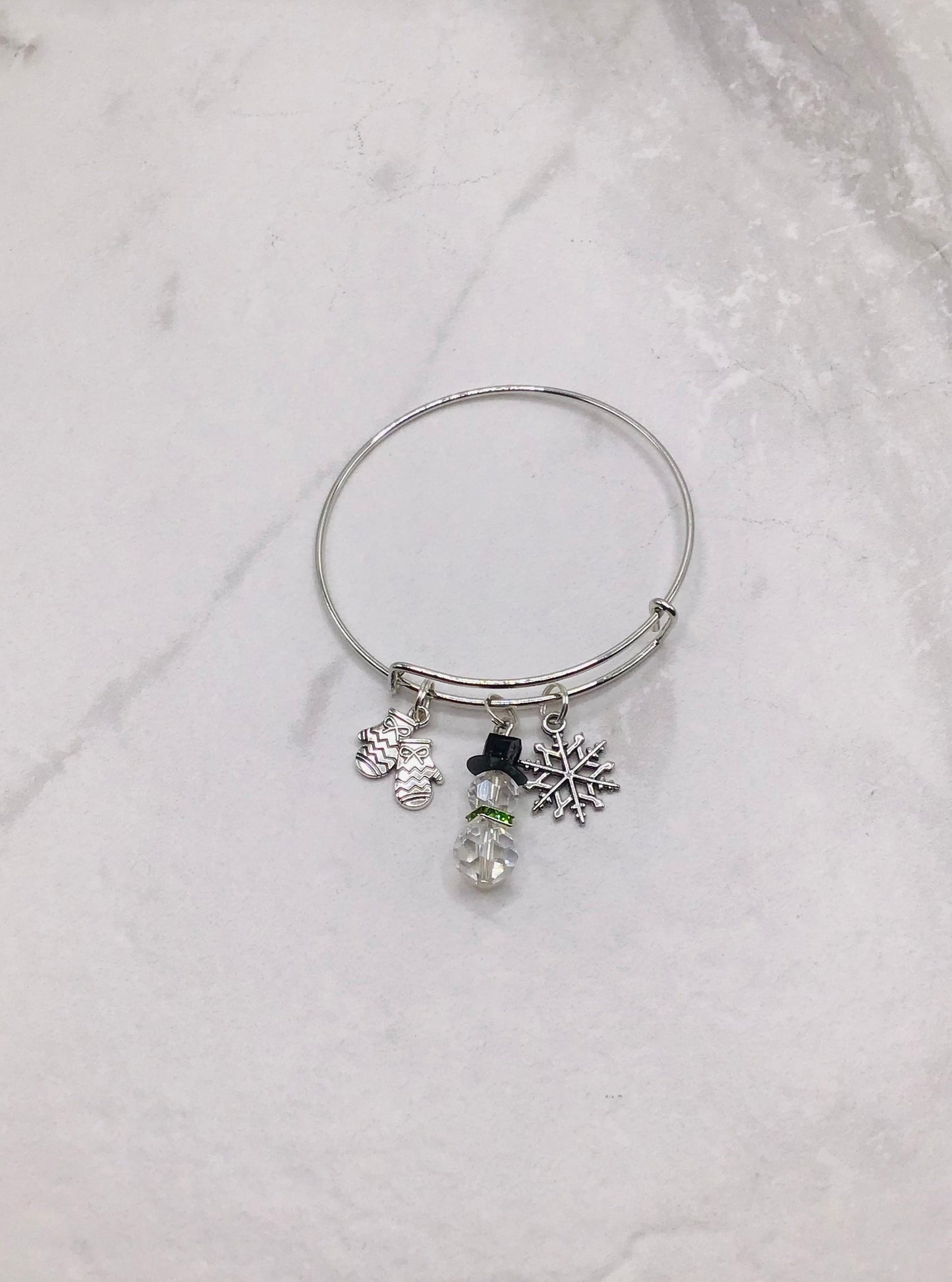 Snowflake Bangle - Silver Charm Bangle - Braceliss