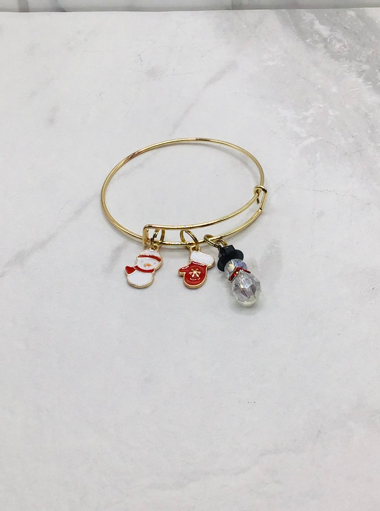 Snowman Bangle - Gold Charm Bangle - Braceliss