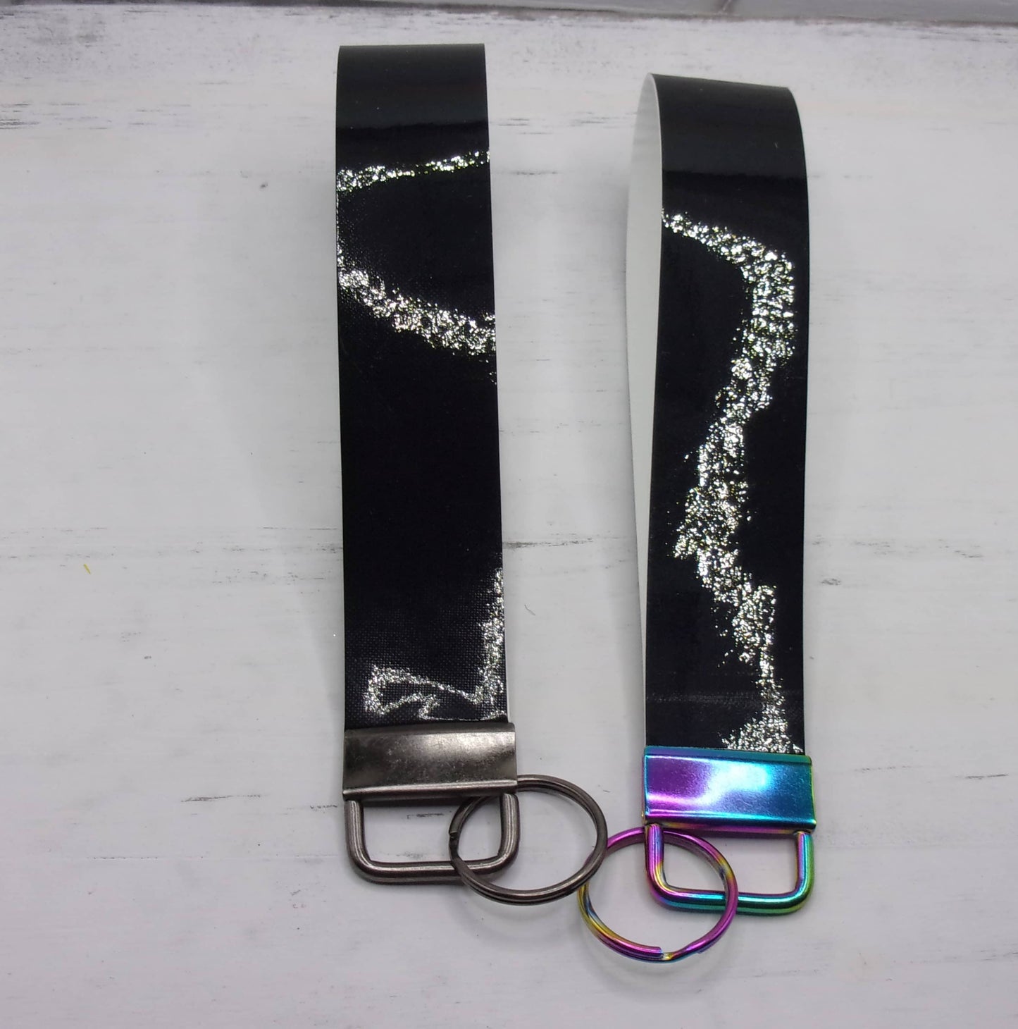 Black faux leather keyfob wristlets