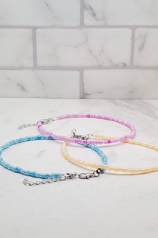 Seed Bead Anklet. Dainty Beaded Anklet for Women.