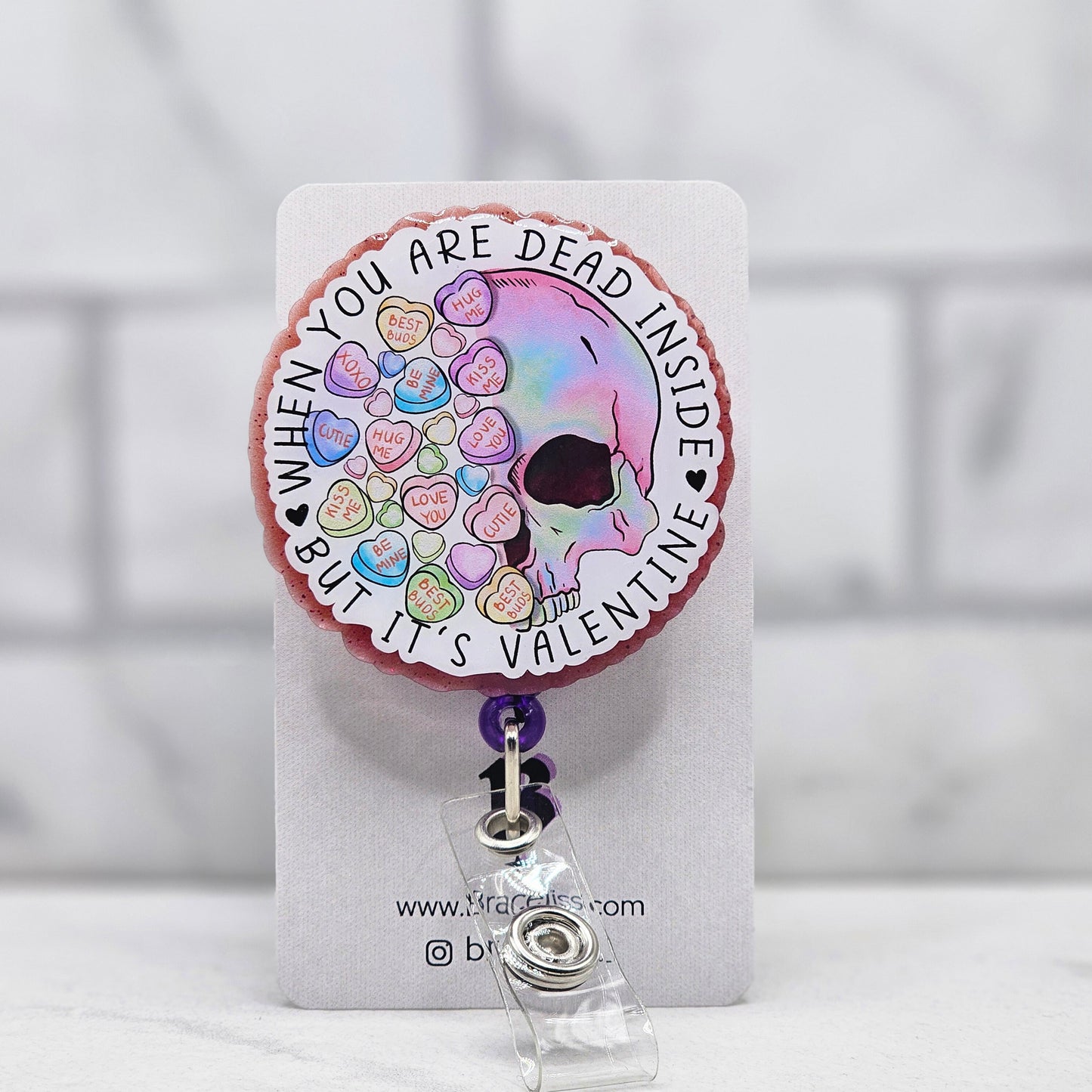 When You're Dead Inside But It's Valentine | Retractable Valentines Badge Reel | Sarcastic & Funny Badge Holder For Nurses, CNA and Teachers