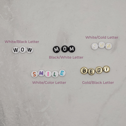 custom word gemstone bracelt | letter bead options | braceliss