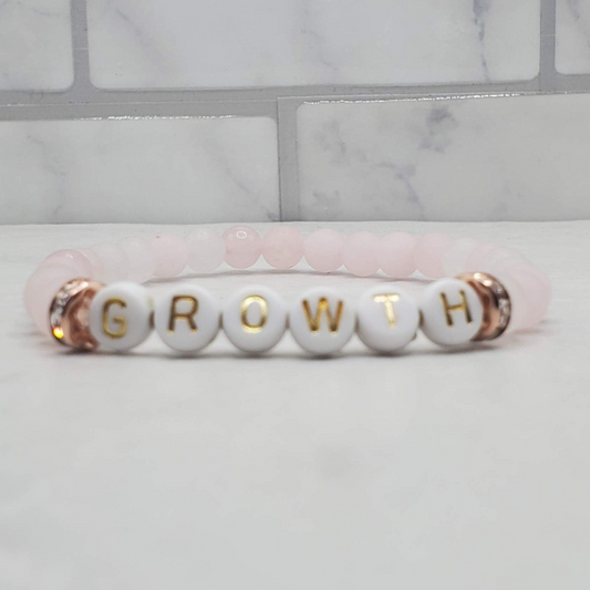 custom word gemstone bracelet | rose quartz stretch bracelet | braceliss
