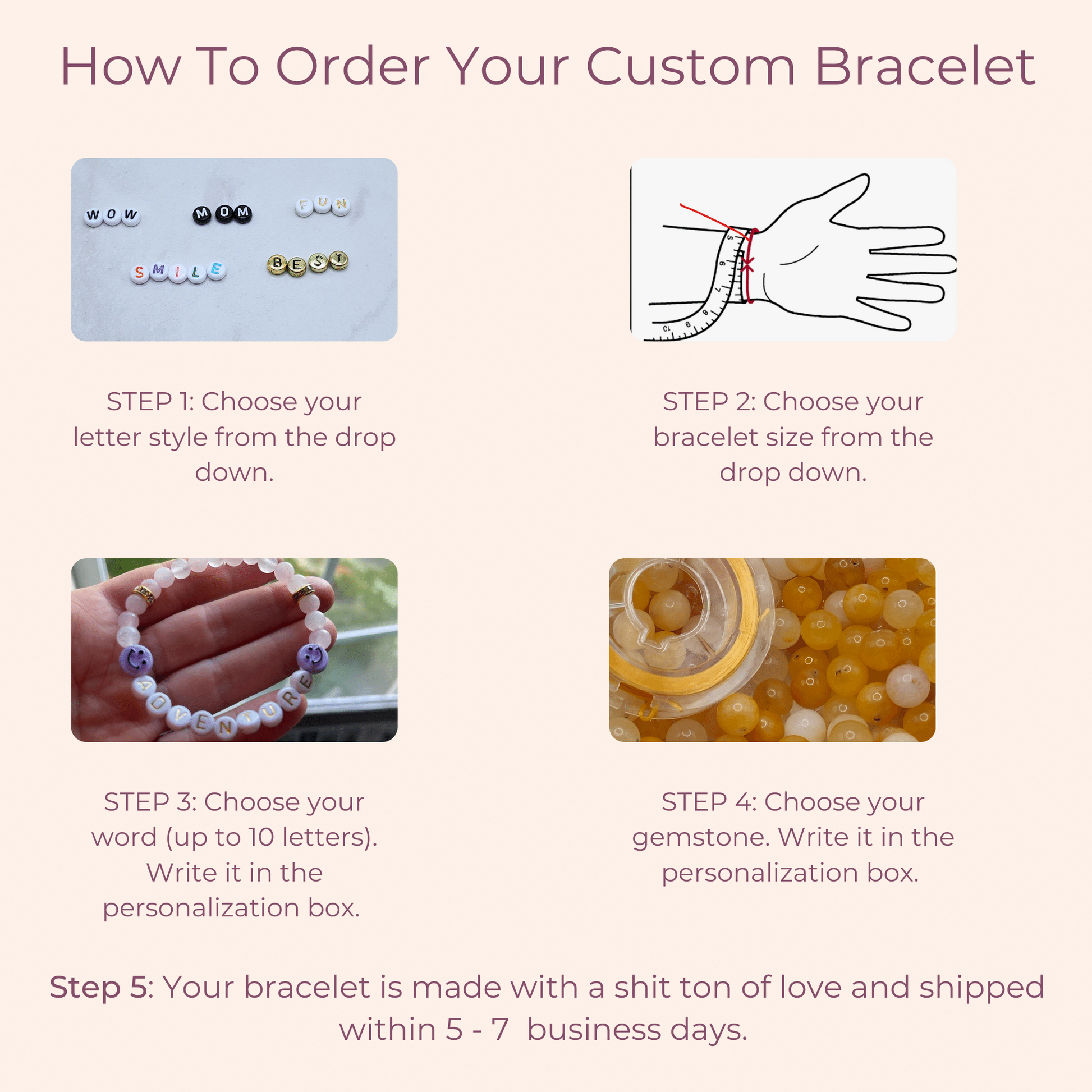 custom word gemstone bracelet | braceliss
