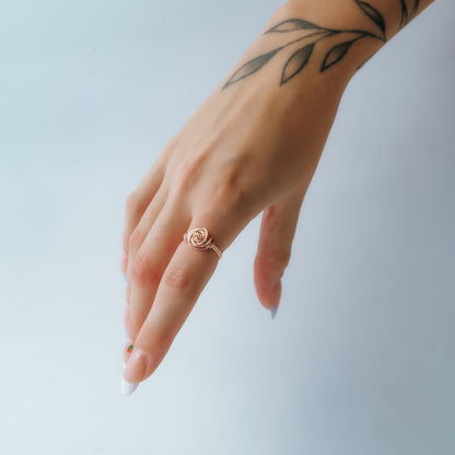 Pink Rose Ring | Dainty Wire-wrapped Rose Gold Ring