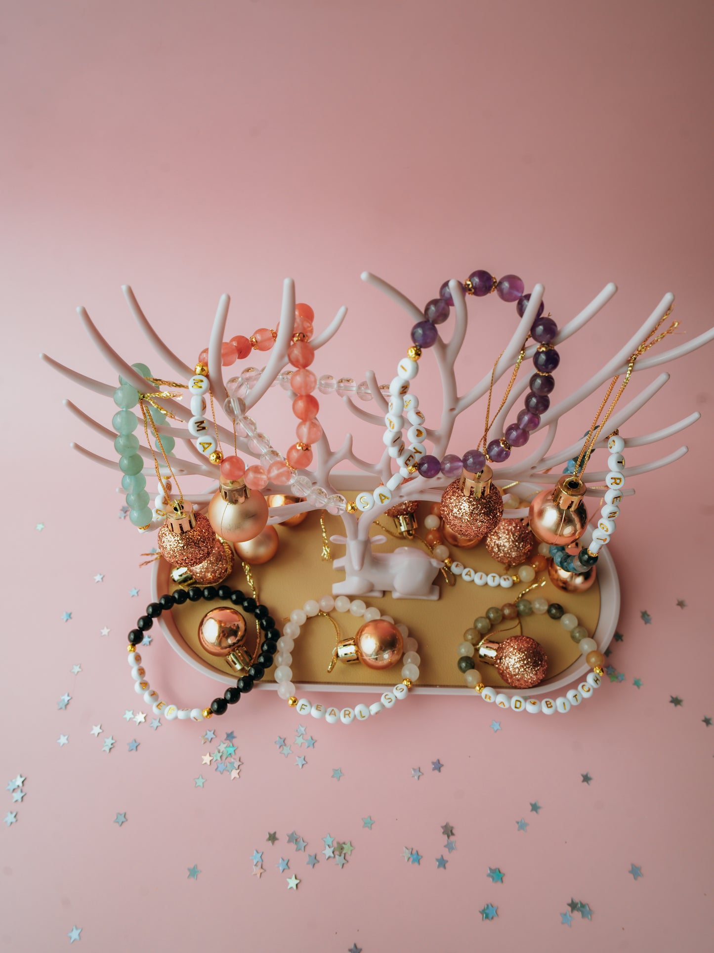 Custom Word Gemstone Bracelet |Rose Quartz, Amethyst, Apatite, Obsidian, Green Aventurine, Garden Quartz, Clear Quartz, Cherry Quartz, Topaz