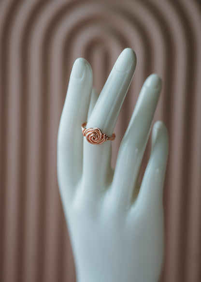 Pink Rose Ring | Dainty Wire-wrapped Rose Gold Ring