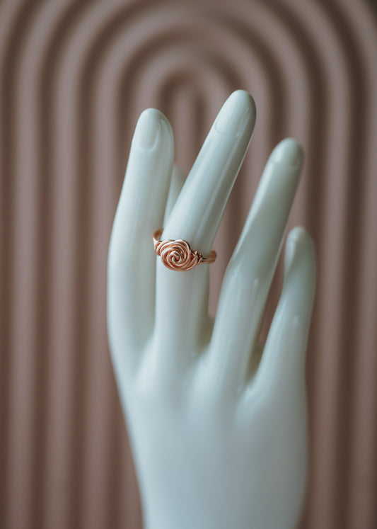 Pink Rose Ring | Dainty Wire-wrapped Rose Gold Ring