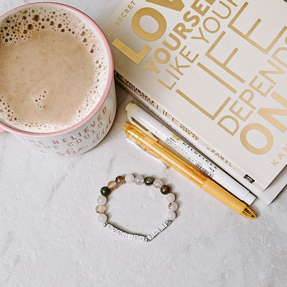 Bookish Babe Gemstone Bracelet – Moonstone, Flower Agate & Garden Quartz