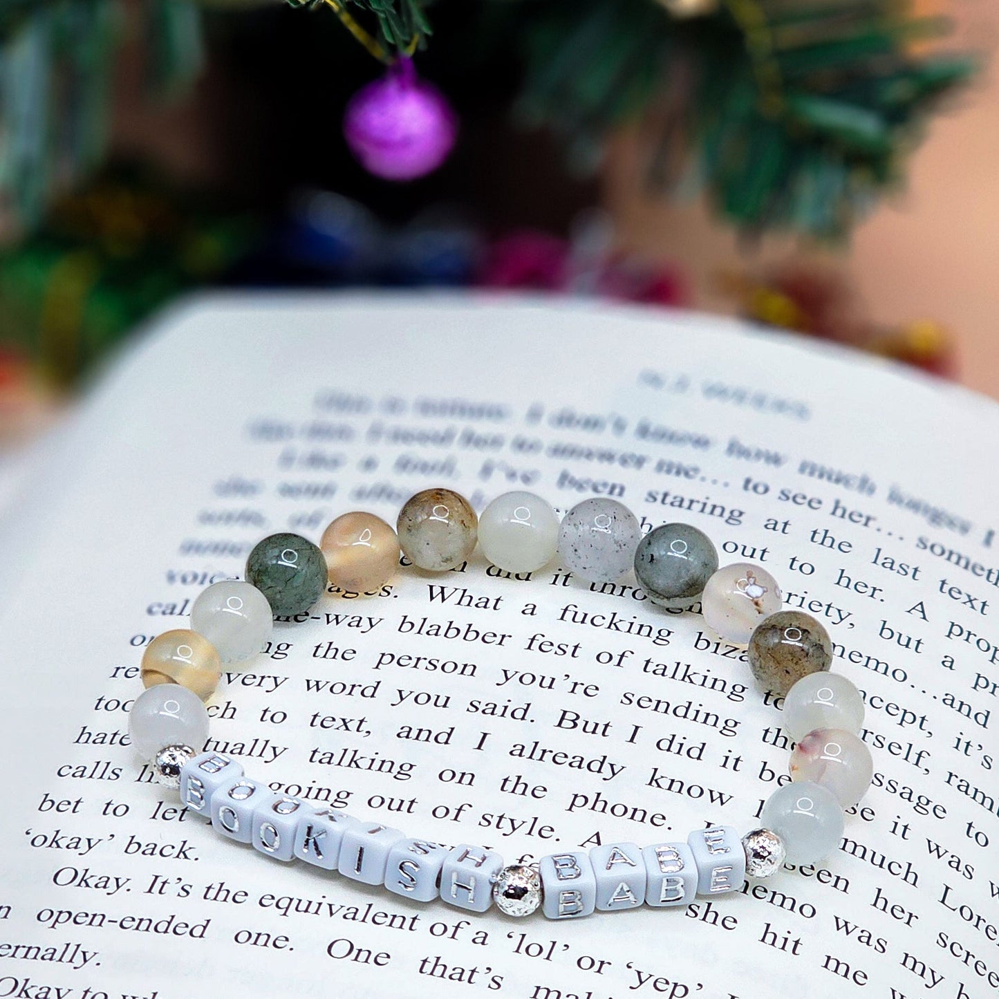 Bookish Babe Gemstone Bracelet – Moonstone, Flower Agate & Garden Quartz