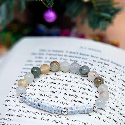 Bookish Babe Gemstone Bracelet – Moonstone, Flower Agate & Garden Quartz