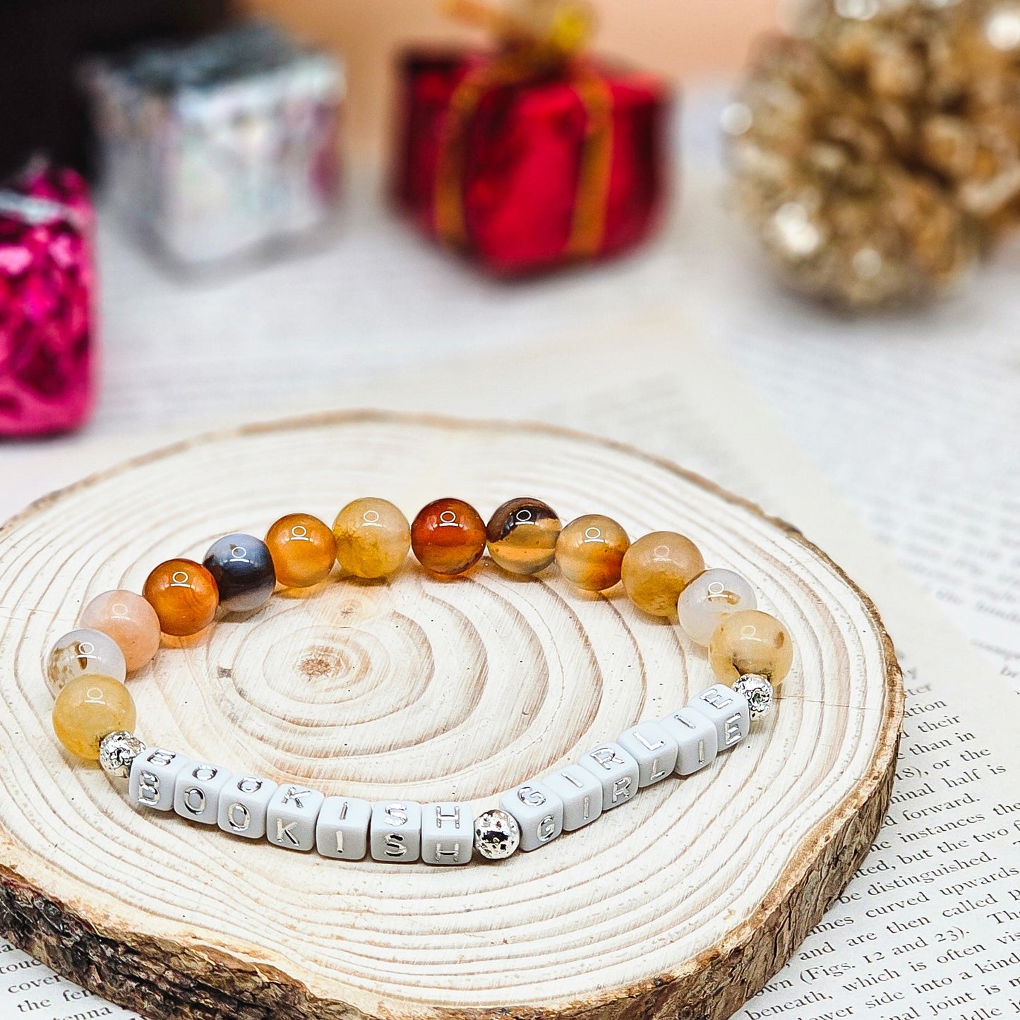 Bookish Girlie Gemstone Bracelet – Topaz, Flower Agate & Flower Quartz