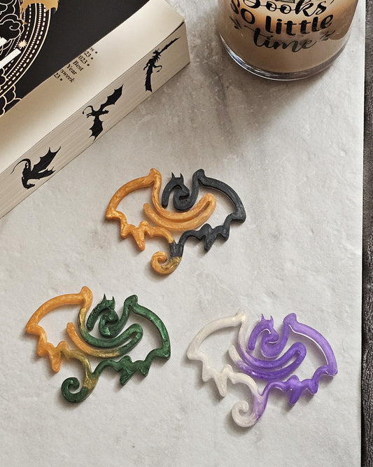 Dragon Paperclip Bookmark Fantasy Reading Accessory Resin Crafted Book Marker Unique Page Holder Perfect Book Lover Gift Mythical Creature Design Black Gold White Purple Green Gold Color Options Available Handmade Literature Present Fantasy | Braceliss