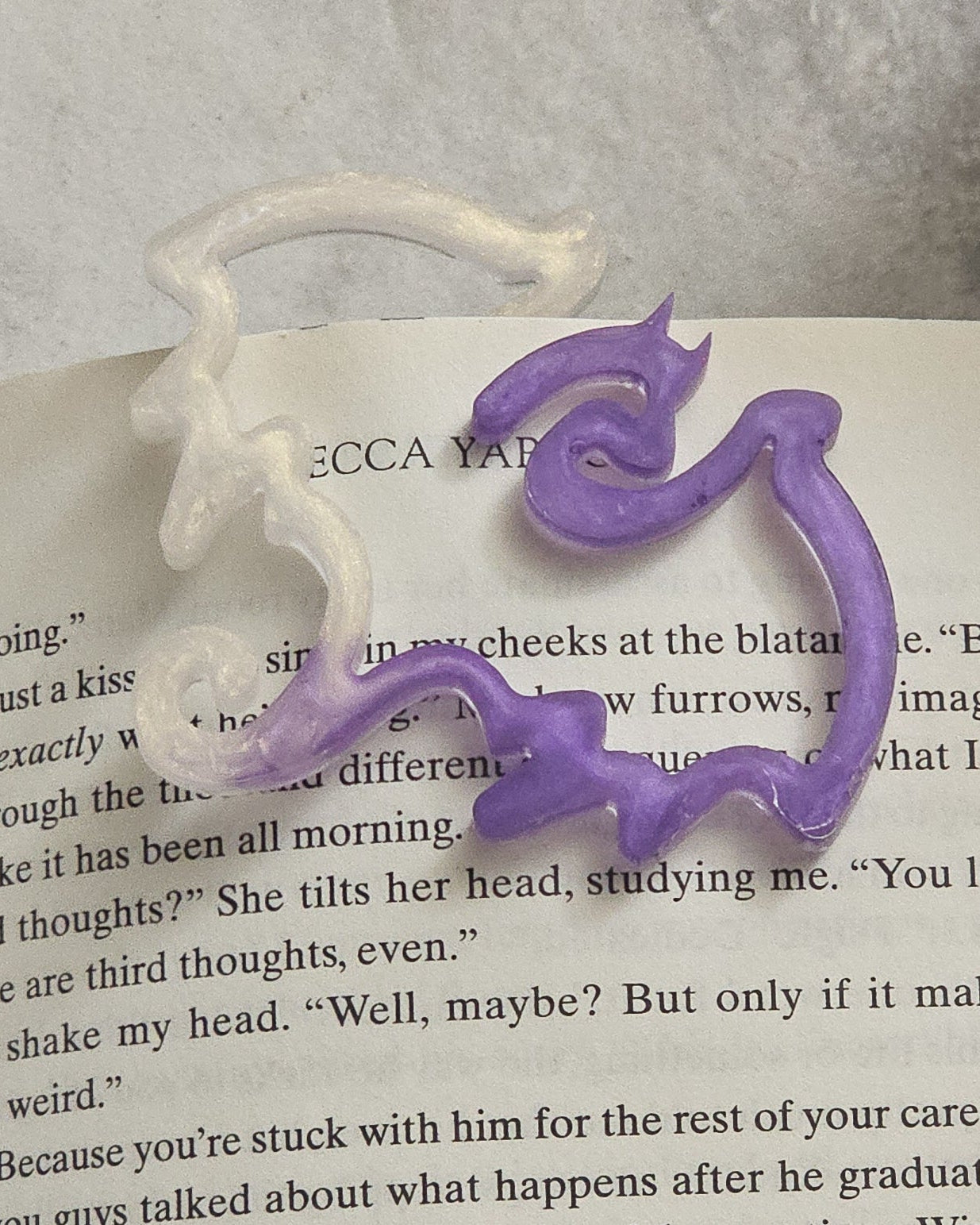 Book Lover Gift Dragon Paperclip Bookmark Fantasy Reading Essential Resin Crafted Page Marker Unique Handmade Accessory Mythical Creature Design Perfect Reader Present White Purple Fantasy | Braceliss