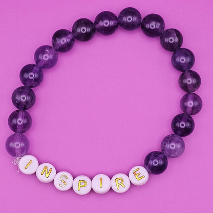 Custom Word Amethyst Bracelet | Healing Gemstone | February Birthstone Bracelet | Personalized Gifts For Sister's & Friends