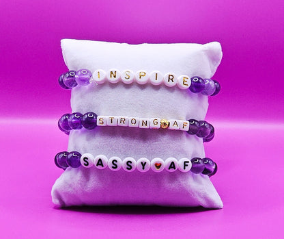 Custom Word Amethyst Bracelet | Healing Gemstone | February Birthstone Bracelet | Personalized Gifts For Sister's & Friends