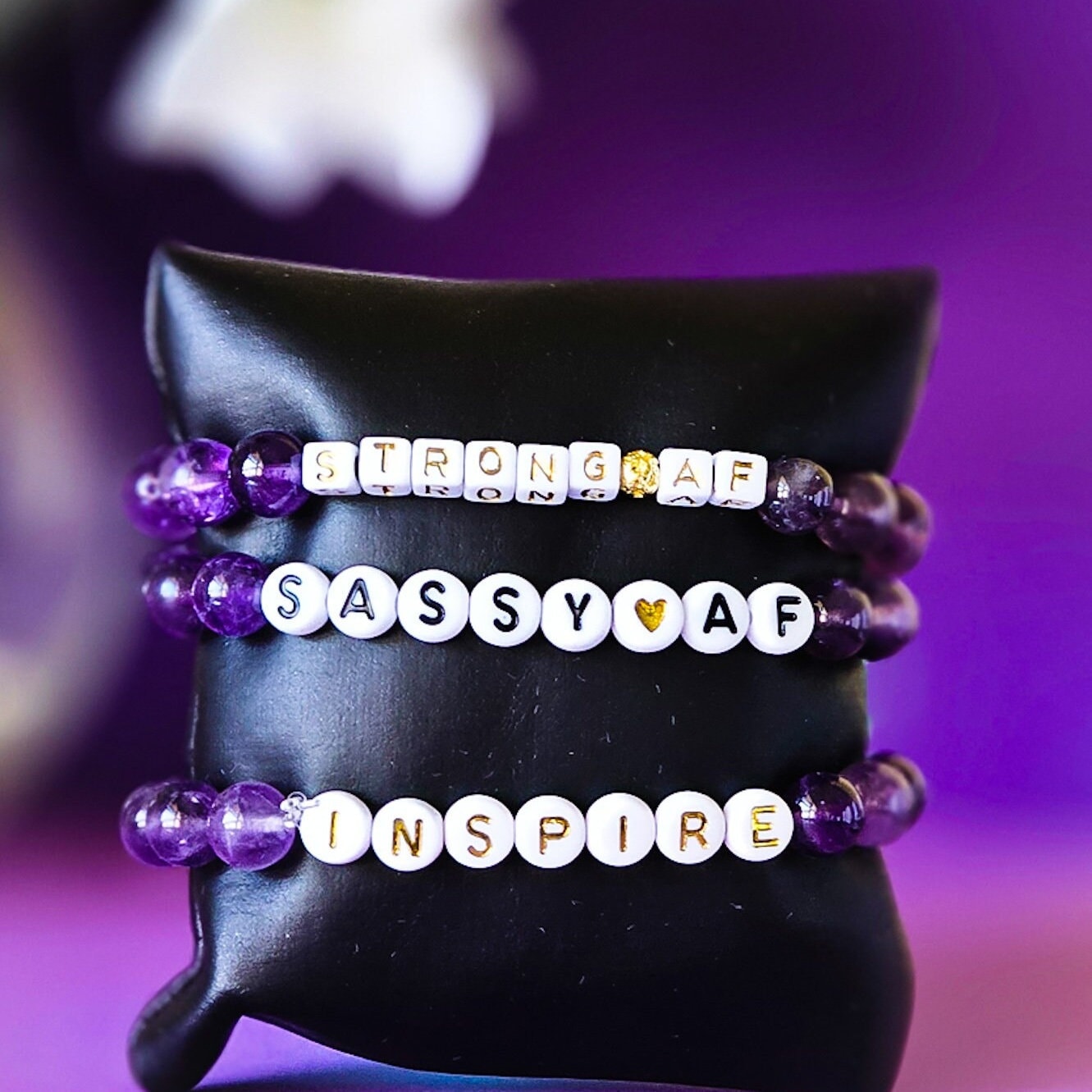 Custom Word Amethyst Bracelet | Healing Gemstone | February Birthstone Bracelet | Personalized Gifts For Sister's & Friends