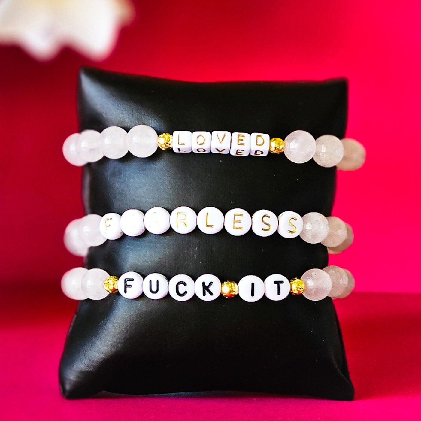 Custom Word Rose Quartz Bracelet | Healing Self Love Gemstone Bracelet | Personalized Gifts For Mothers, Grandmothers & Bridesmaids