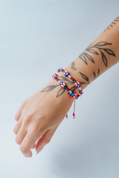 Puerto Rican Seed Bead Bracelets – Handmade Adjustable Jewelry | Boricua Pride Gift | Lightweight Friendship Bracelet for Women, Men & Teens