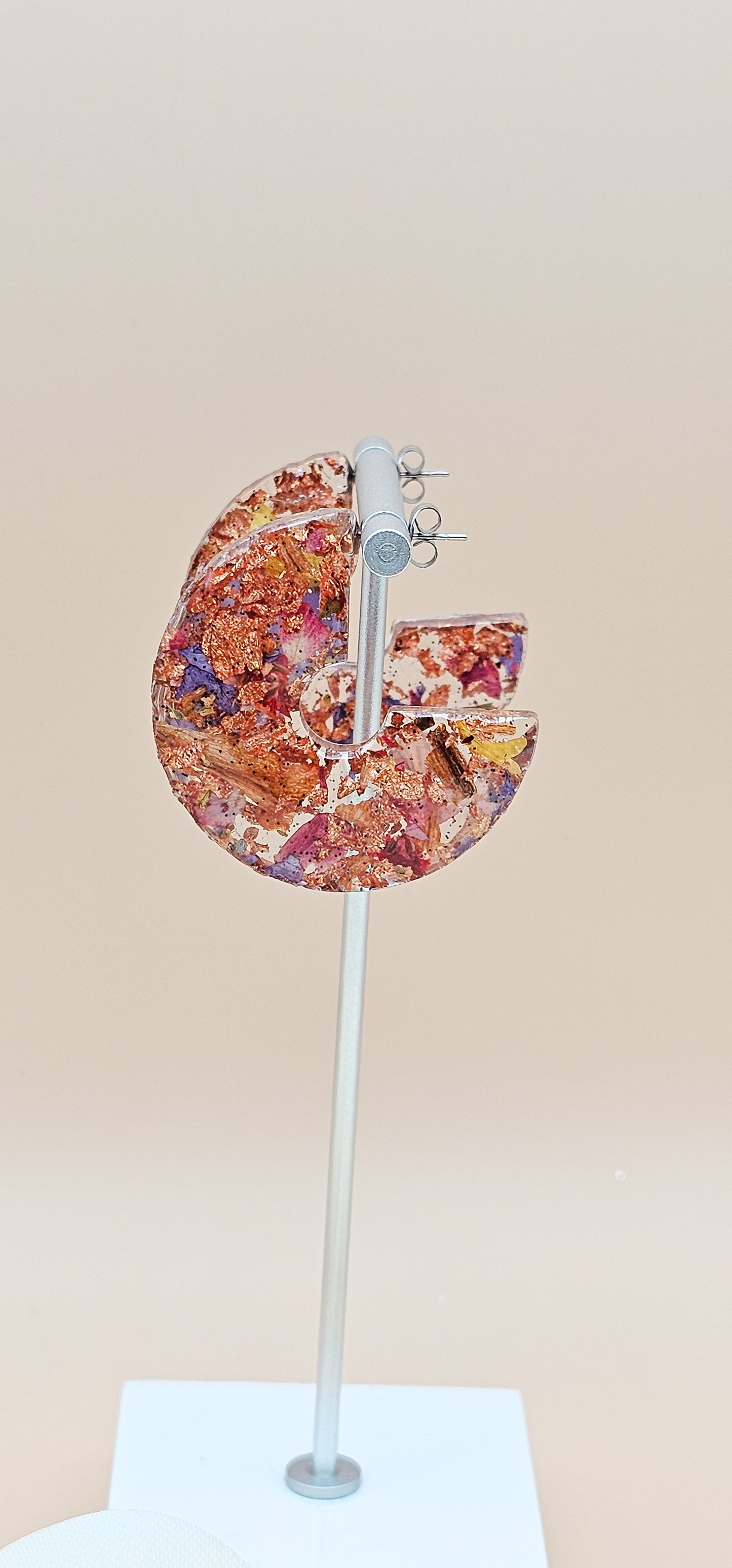 Copper Autumn Resin Floral Earrings – Dried Flower Fall Jewelry