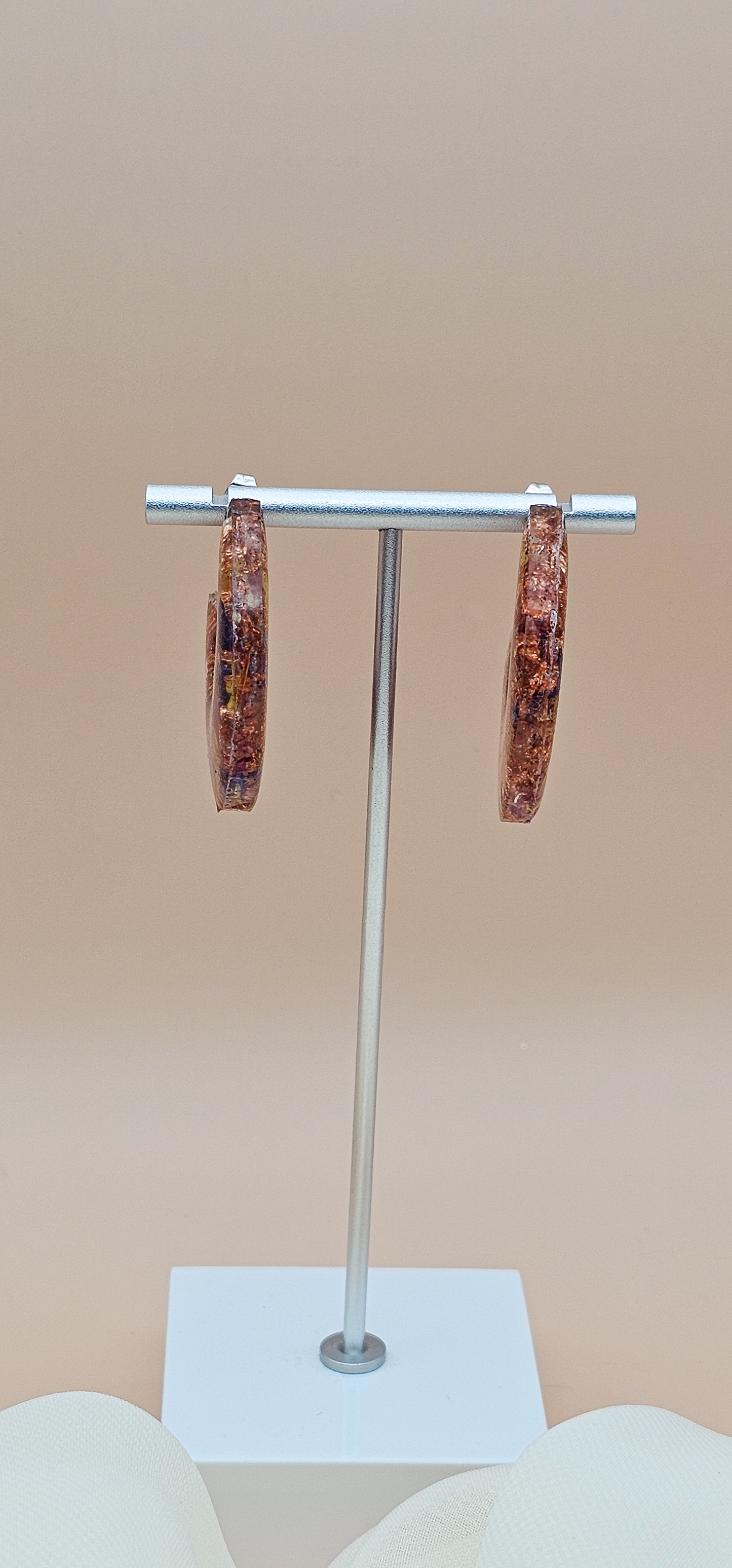 Copper Autumn Resin Floral Earrings – Dried Flower Fall Jewelry