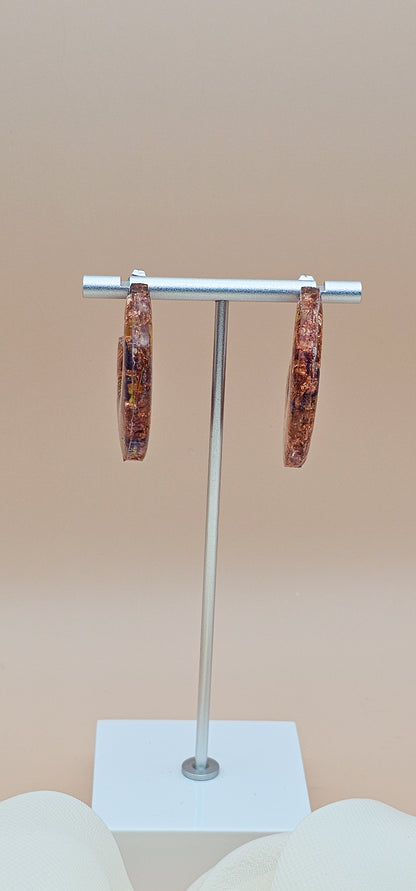 Copper Autumn Resin Floral Earrings – Dried Flower Fall Jewelry
