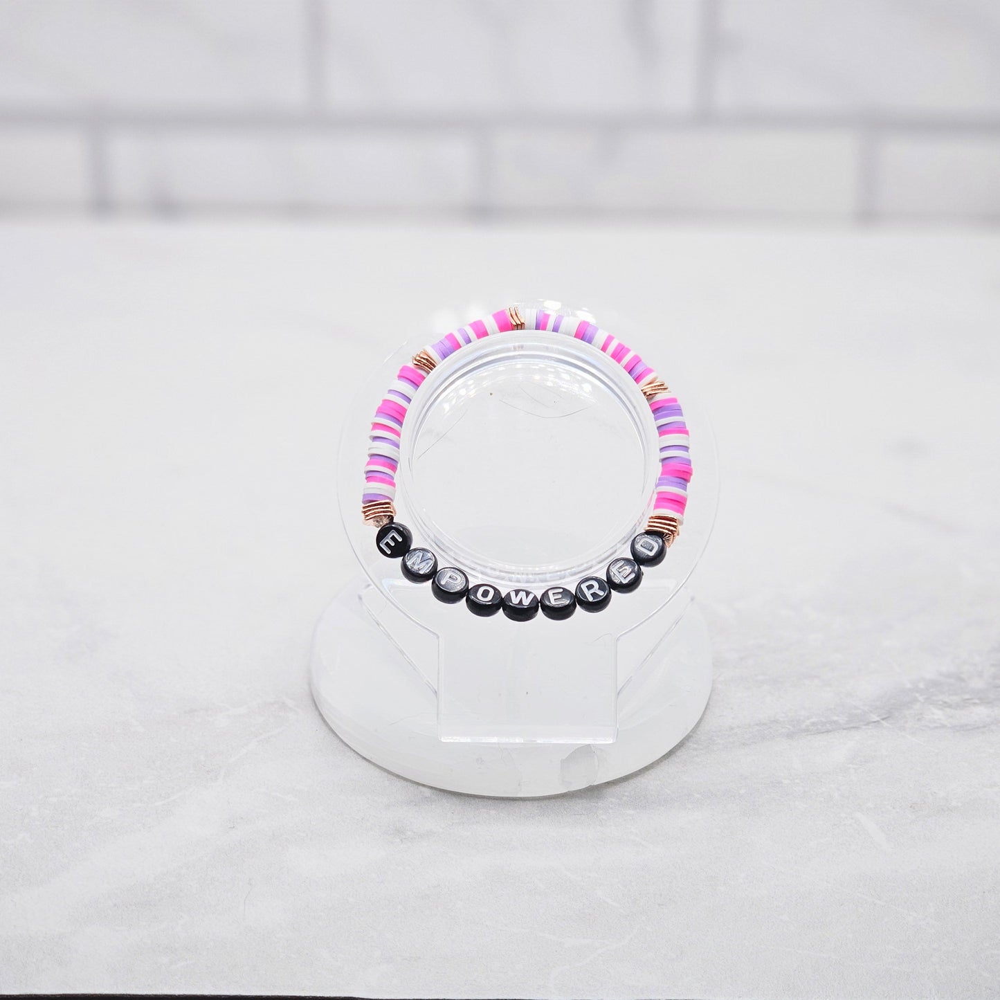 Empowered affirmation bracelet - color mix beaded word bracelet - braceliss