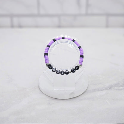 sassy af purple & black beaded word bracelet - braceliss