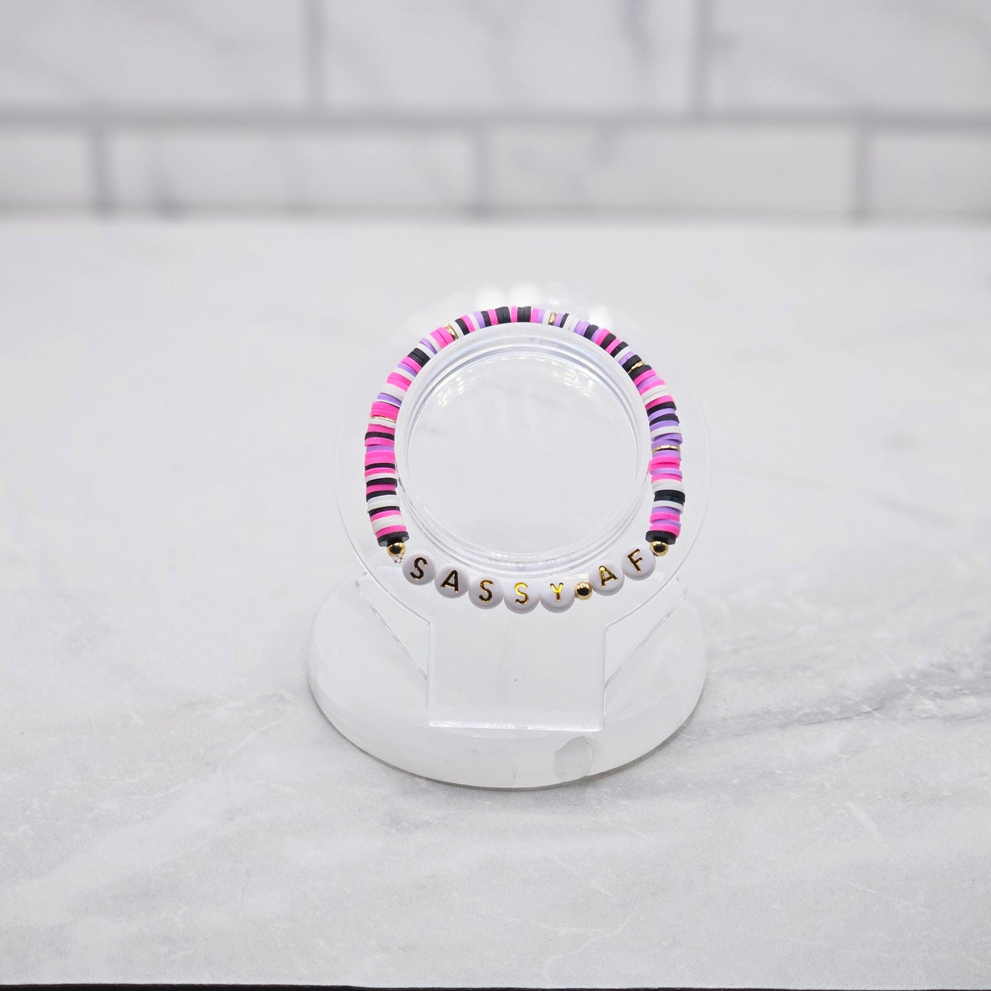 sassy af colorful beaded word bracelet - braceliss