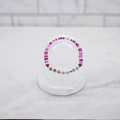 sassy af colorful beaded word bracelet - braceliss