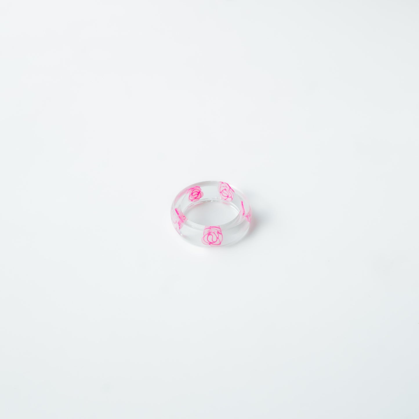 Pink Rose Ring - Flower Resin Rings