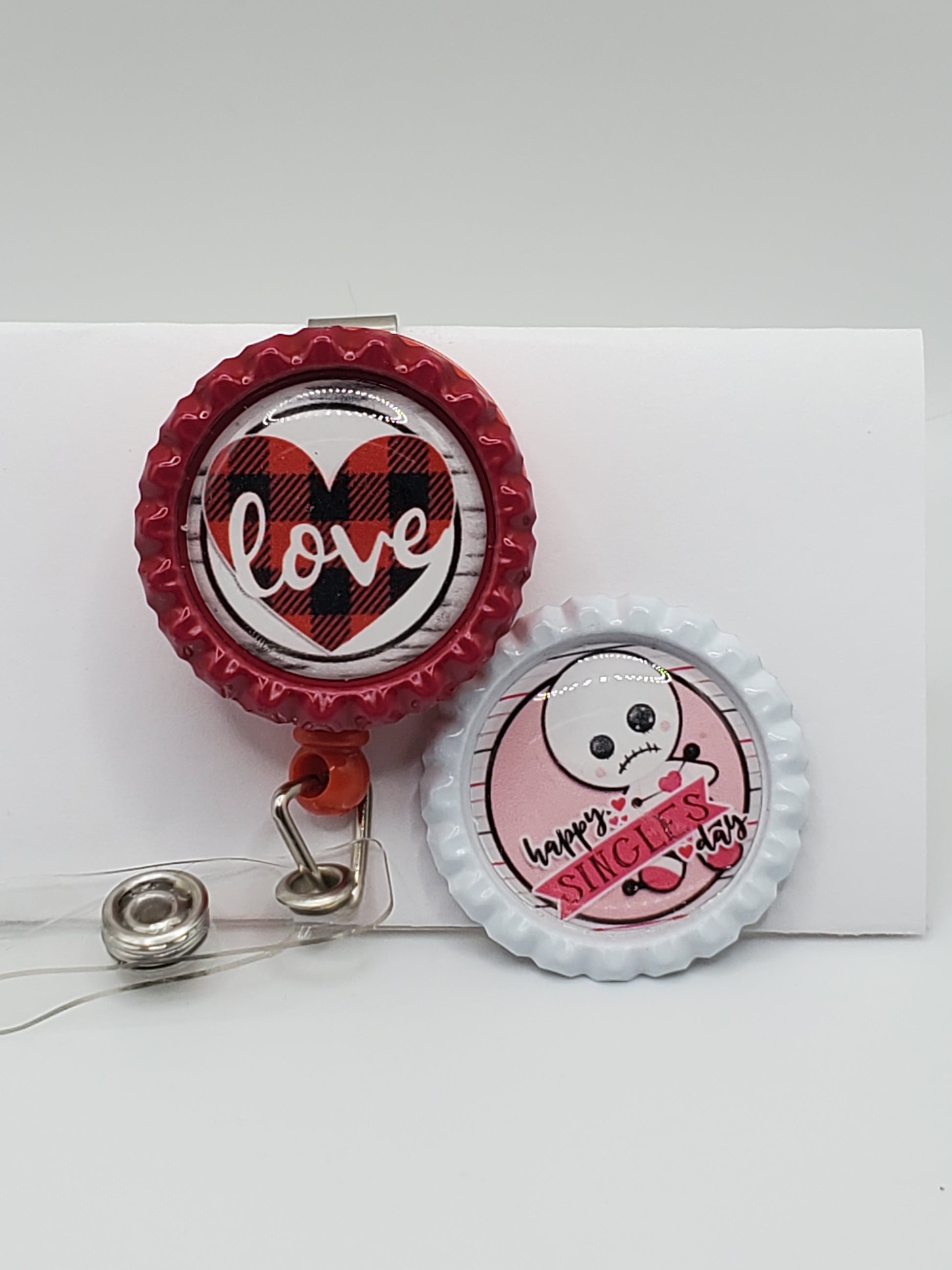 Plaid Love Badge Set - Interchangeable Funny Badge Reels for