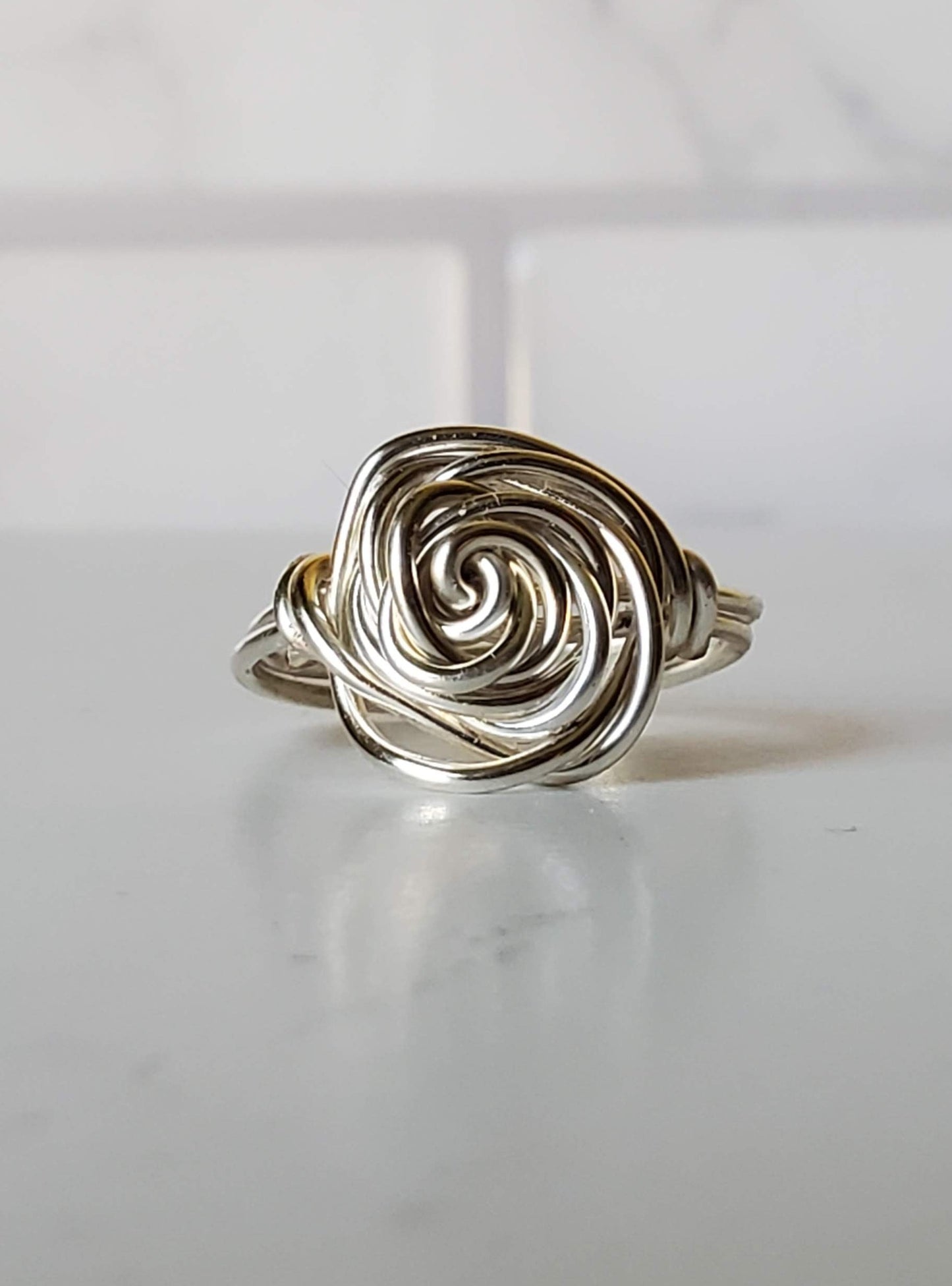 Silver rose ring
