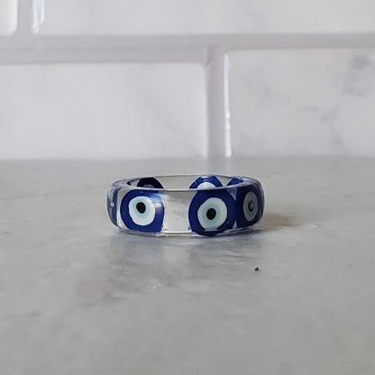 Evil eye resin ring