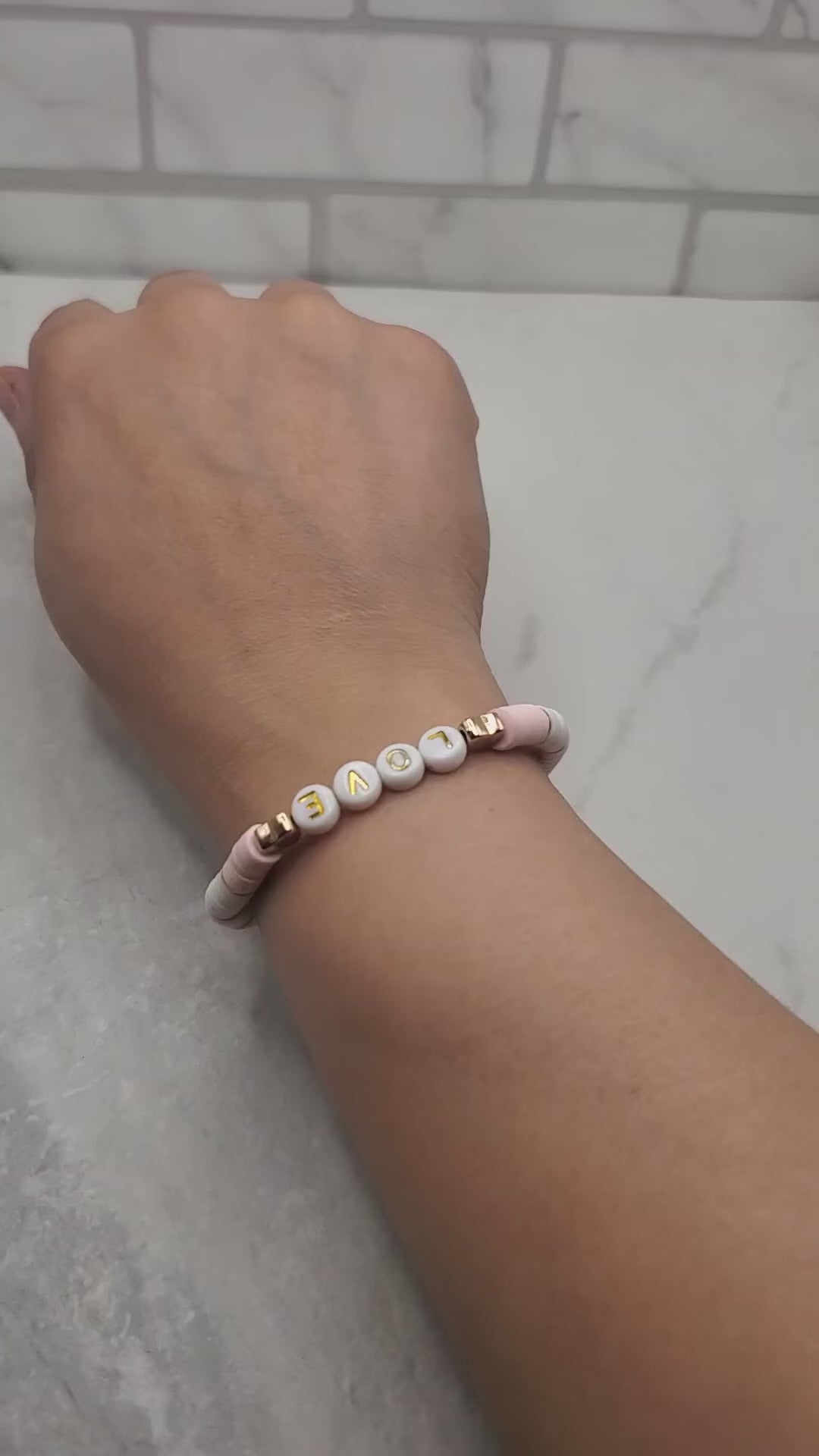 Love Beaded Word Bracelet | Heishi Beaded Stretch Bracelet | Braceliss