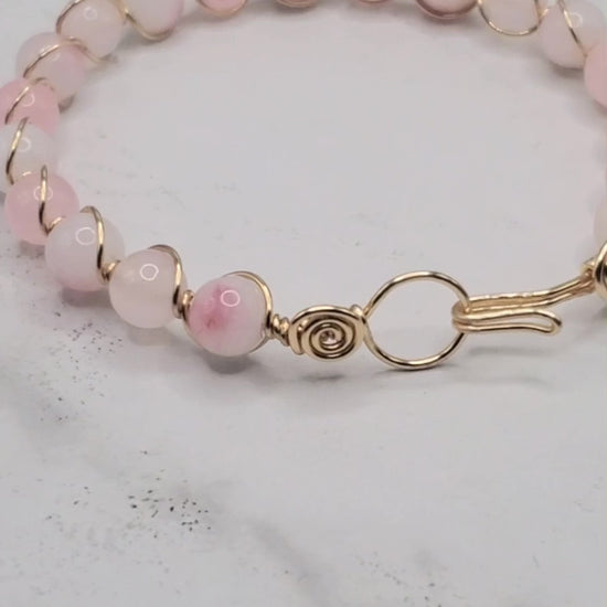 Pink gemstone bracelet | Gold bangle bracelet video | Braceliss