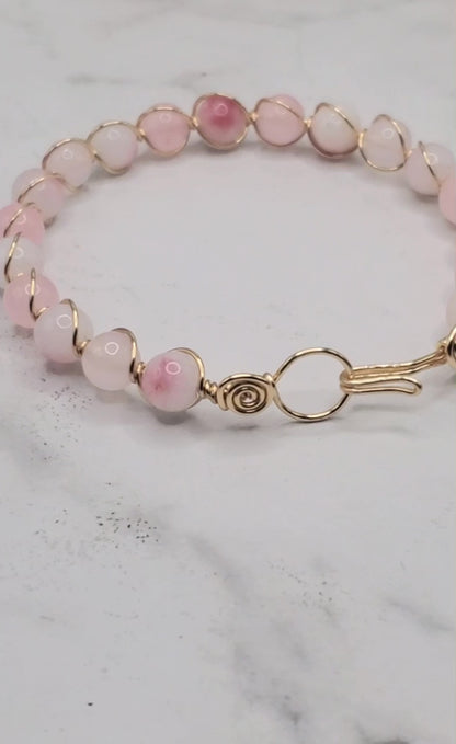 Pink gemstone bracelet | Gold bangle bracelet video | Braceliss